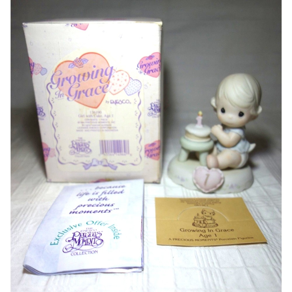Precious Moments Growing in Grace Age 1 Blonde Girl with Cake 1994 - 136190